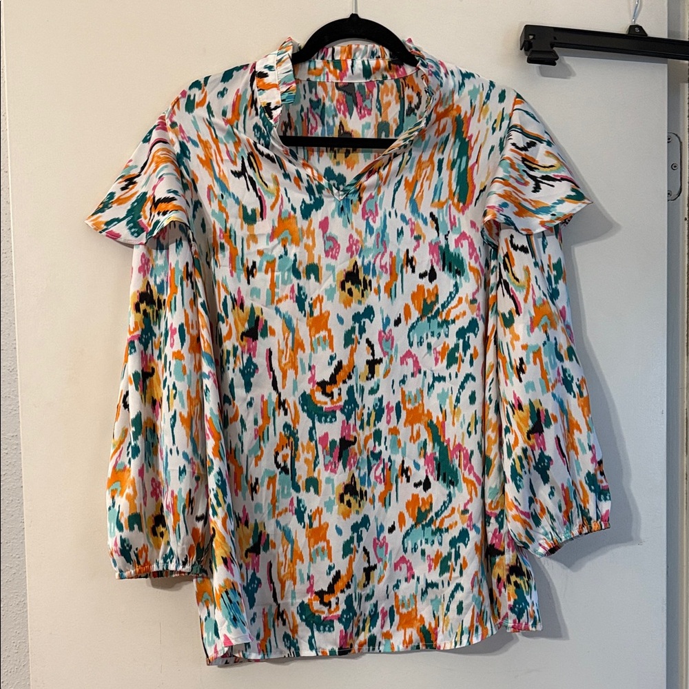 Colorful Abstract Print Blouse
